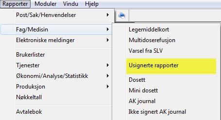 5.6.3 Rapporter Usignerte rapporter Dette er ment som en kontrollrapport som kan tas ut pr Distrikt/sone/delsone.