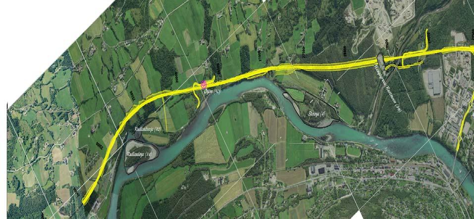 Figur 5 Registrerte naturtypeområder Sør-Fron grense - Ruste Vurderinger: På strekningen er det kun utredet ett alternativ.