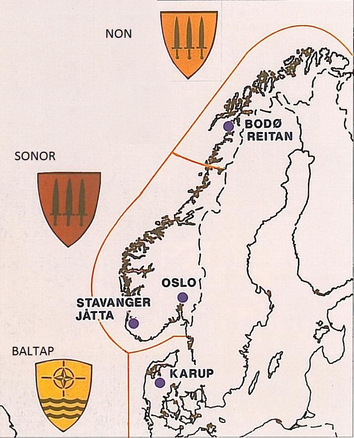 IFS Insights 7/2018 4 KOMMANDOGRENSENE UNDER DEN KALDE KRIGEN Figur 2. Noen av grensene mellom NATO-kommandoene under store deler av den kalde krigen.