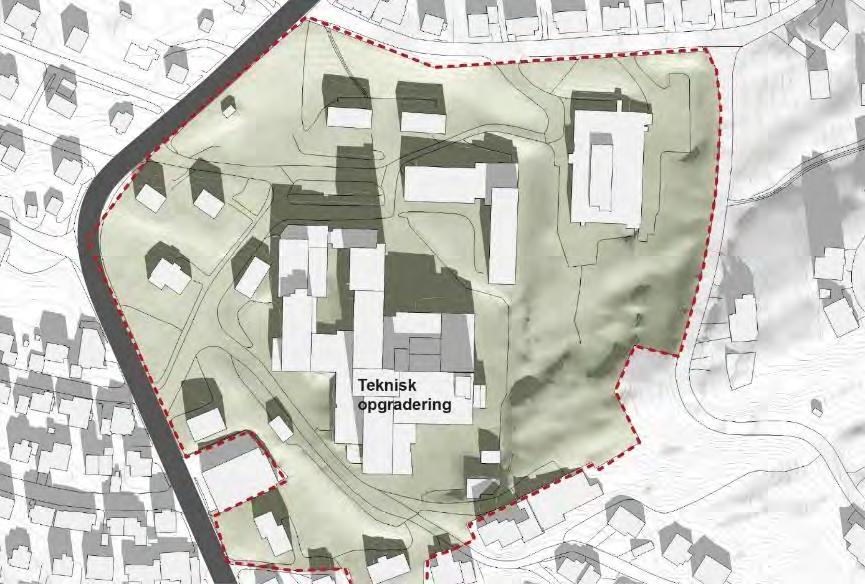 Alternativene på de aktuelle tomtene Teknisk oppgradering/ombygging Figur 11-3 0 Fuglenes eksisterende sykehus Teknisk oppgradering og utbygning med avlastningsbygg for