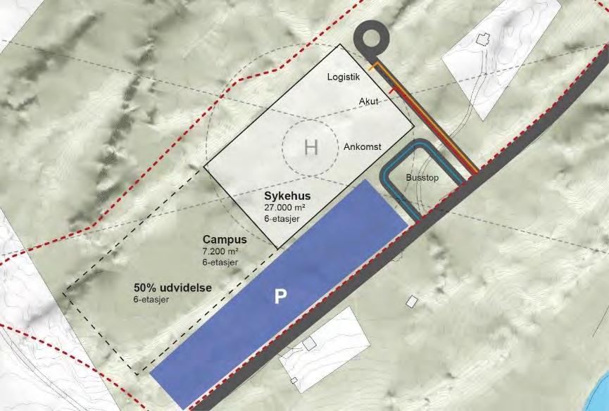 Utbygging på ny tomt Strømsnes samt for 50 % utvidelse samt anvisning av mulig plassering av Campus.