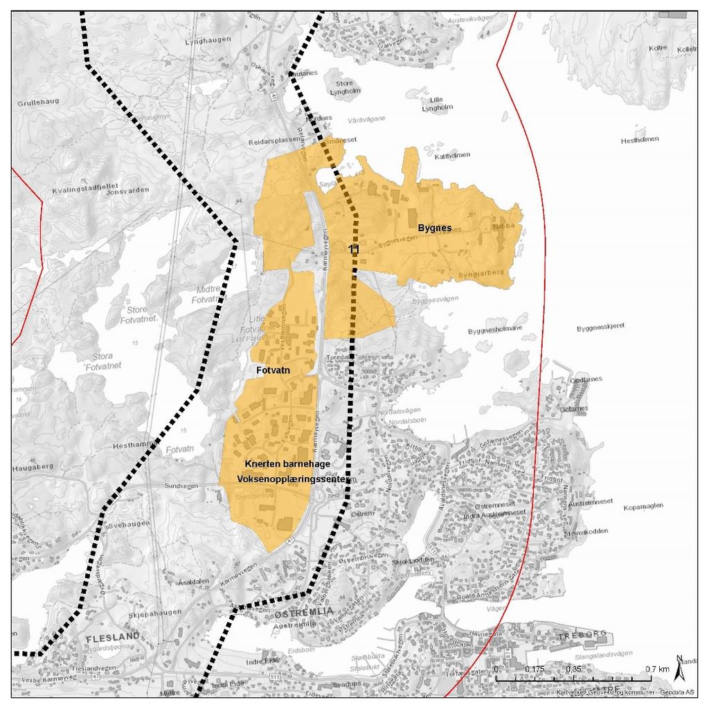 51 11. Byggnes-Fotvatn næringsområde Figur 4-20. Byggnes-Fotvatn næringsområde Sør i Fotvatn næringsområde er det en barnehage og et voksenopplæringssenter.