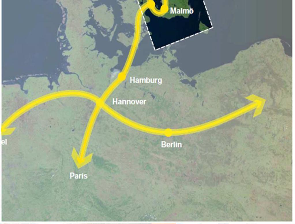 The transport corridor between Oslo-Stockholm-Copenhagen makes up the «Nordic Triangel» and the main aim here is to develop the regions and areas bordering this these corridors into an intergrated