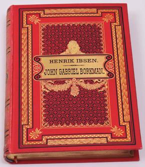 Når vi døde vågner. 1. utgave 1899. Originalt dekorert rødt 1 helshirtingbind. Pen, litt bleket rygg. 1783 IBSEN, HENRIK. Samfundets støtter. 1. utgave 1877. Et bra skinnryggbd.