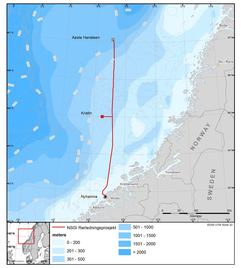 Figur 5-3 Dybdeforhold i Norskehavet. 5.2.2 Oseanografiske forhold Strømforholdene i Norskehavet styres hovedsakelig av bunntopografien /15/.