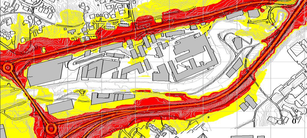 Utarbeidet: 14.05.2014 Kart 4. Trafikkstøy, støysoner i 4m og 1,5 m høyde (ekvivalent lydnivå.