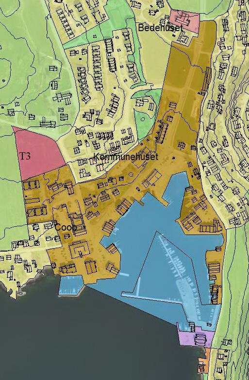 Arealet som omfatter kommunehuset med parkeringsplass tas inn i sentrumsformålet for å legge til rette for alternativ bruk av området.