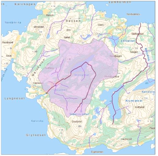Vedlegg 4 Faktaark Værnesos-vassdraget, Rødøy Rødøy-Lurøy vannområde Værnesos-vassdraget i Rødøy Beskrivelse Beskrivelse: Elvelengden på Værnesos-vassdraget er rundt 1,6 km fra osen og opp til