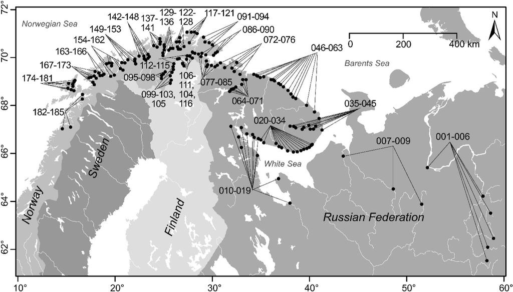 Ved å sammenligne genetisk informasjon fra laks som ble fanget i Adventfjorden på Svalbard, med den genetiske baselinen (se figur 4, 5), kunne vi med høy presisjon bestemme hjemelva til de aller