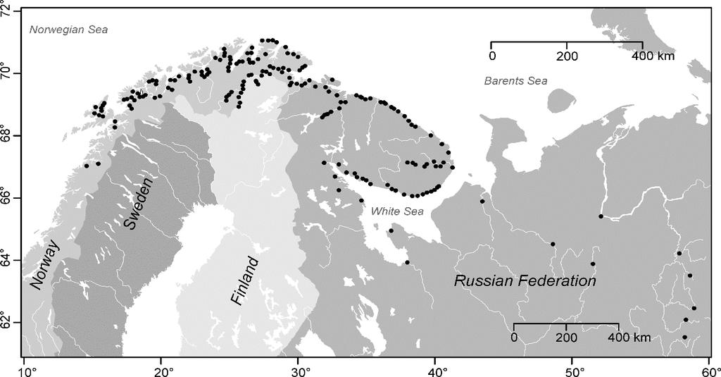 Laks fra elver i Øst-Finnmark (Tana og Varangerhalvøya) og Russland (nordre Kola, Kvitsjøen og østre Barents) kunne identifiseres til respektive regionale grupper med 94-99 % sannsynlighet, mens