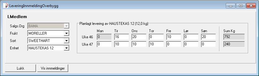 Innmelding fleire dagar framover Produsent kan