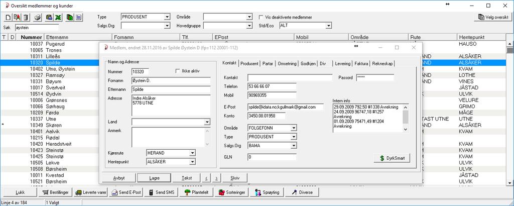 Medlemsregister Sorteres