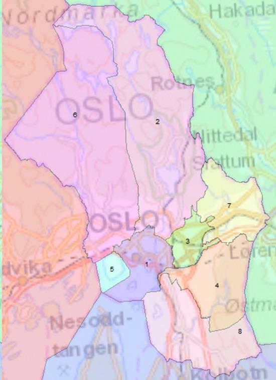 Overordnet analyse Analyse av reiser mellom relativt store soner, ikke på konkrete strekninger: Sone 1 = Indre by Sone 2 = Indre Oslo