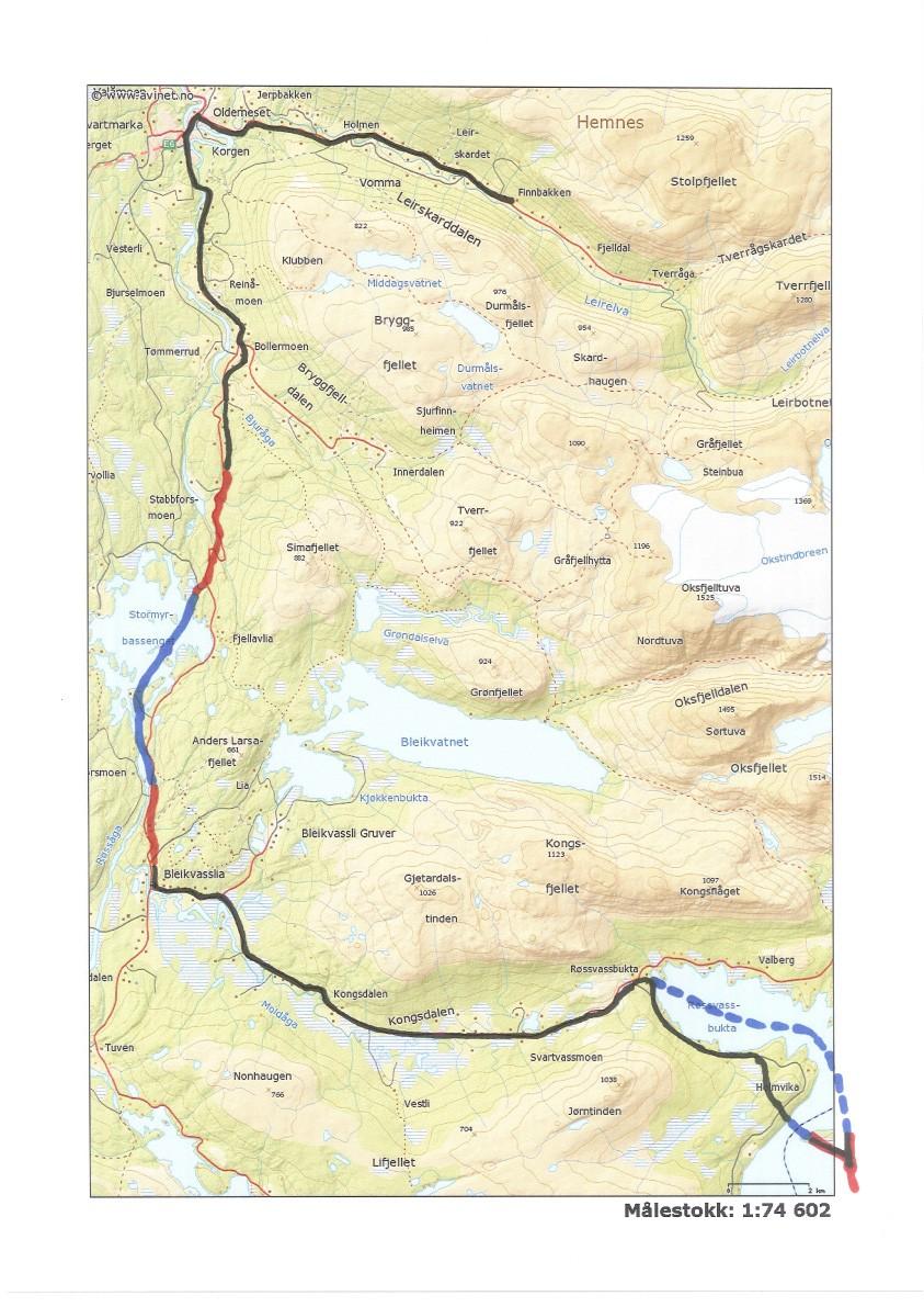 Kartskisse delprosjekt a): Sundsås/ Røsvassbukt Bleikvasslia Korgen Delprosjekt c): Korgen Finnbakken