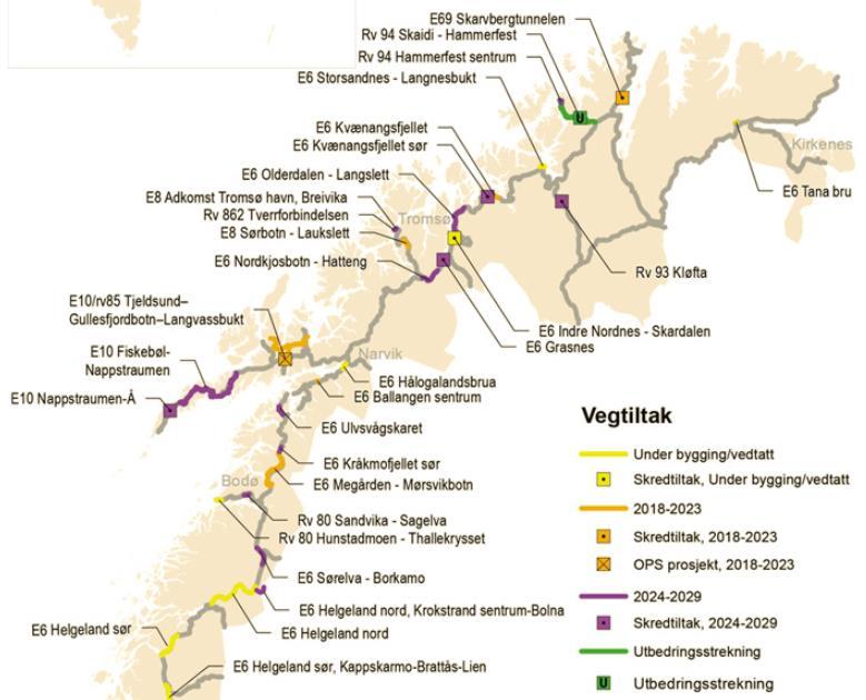 Riksveiprosjekter i nord 2018-2023 Korridor 7: E6 Helgeland (nord og sør inkl.