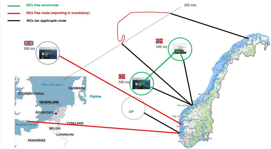 Kun rapportering av NOx-utslipp fra avgiftspliktig drift Det er kun avgiftspliktige NOxutslipp som