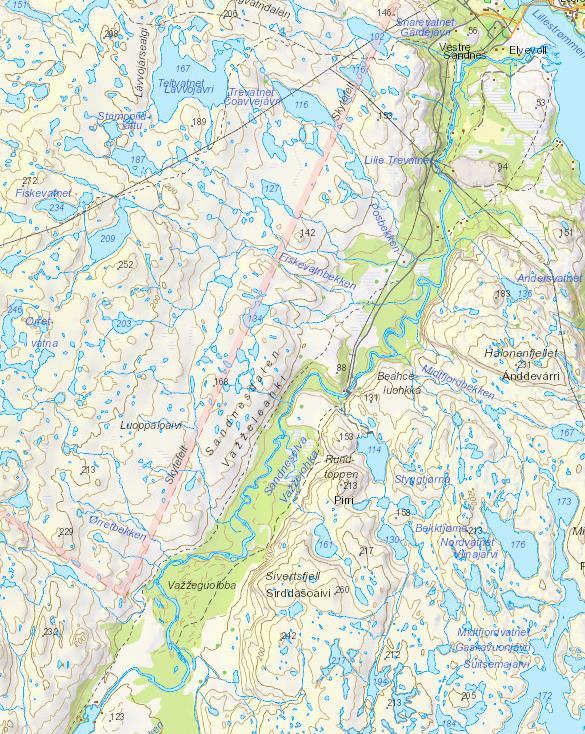 Sjøørret (N) Sjøørret (N)/km Laks (N) Laks (N)/km Ferskvannsbiologen Rapport 218-1 4.2 Sandneselva (246.1Z) Elva ble undersøkt 29. august.