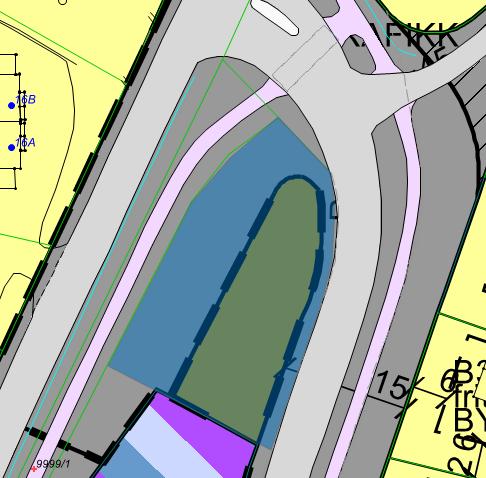 Dal/Haslervegen (del av gbnr. 88/107): Eiendommen er ca. 1 da., og arealet er avsatt til sentrumsformål.