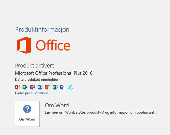 Installere og Aktivere Office På din maskin er Office allerede installert. Når du starter et Office-produkt første gang, vil du bli bedt om å skrive inn produktnøkkelen.