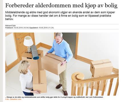 «Etterpåklokskap på forhånd» De fra 50 og oppover Økende andel 50+ kjøper/bytter bolig Trolig ønsker de seg en bolig som er mer tilpasset Mindre