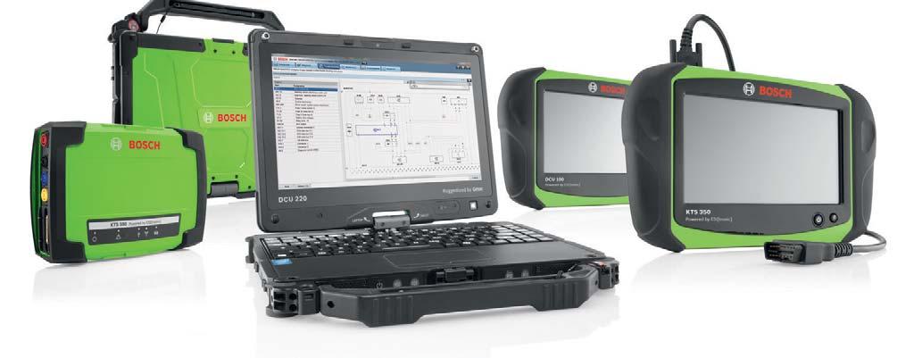 Simultan diagnose med kommunikasjon av (raskere systemoversikt og måleverdier). DCU 220, Bosch DCU 220 kan brukes som bærbar PC eller Tablet-PC.