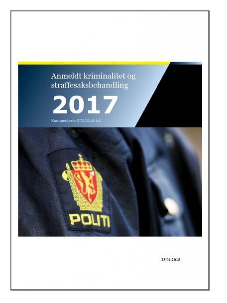 STRASAK lokal kriminalstatistikk Tall fra politiets straffesaksregister STRASAK kan gi nyttig informasjon om kriminalitetsutfordringene i den enkelte kommune eller politidistrikt og gi innsikt i