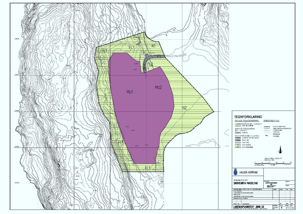 Driftsplan Skriverøya steinbruddsområde Fig. 3. Reguleringsplan for Skriverøya steinbruddsområde. Krav i Mineralloven og Forskrift til Mineralloven Ressursen driftes i samsvar med krav i Mineralloven.