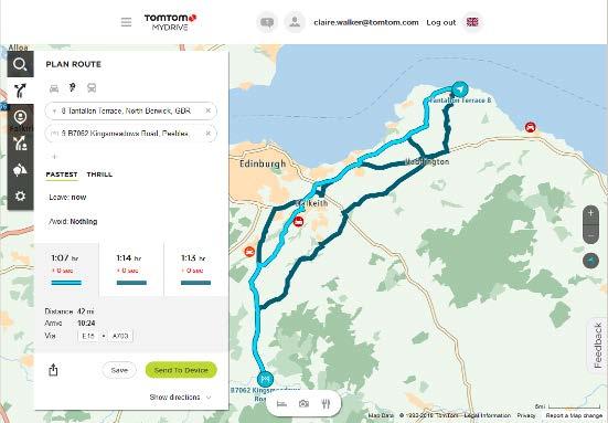 Tips: Før du lagrer ruten, kan du legge til stopp eller endre ruten ved å dra og slippe et punkt på ruten.