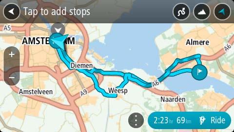 Hvis du har minst 2 stopp på ruten, kan du endre reiseretningen ved å flytte om på stoppene. Pilene på den planlagte ruten viser reiseretningen. 5.