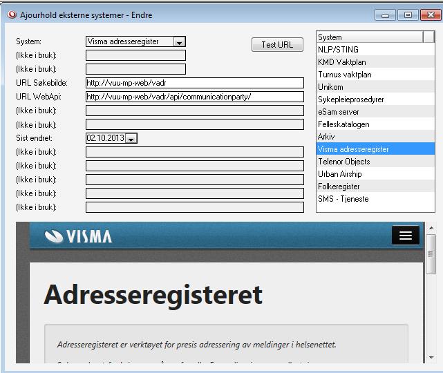 12. Visma adresseregister - vadr Adresseregisteret er verktøyet for presis adressering av meldinger i helsenettet. Visma Adresseregister ligger som en integrert, men lokal del av NHN-adresseregister.