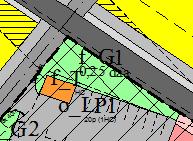 . Figur 4 Gang- og sykkelveg ved p- plass o_lp1 i gjeldende plan 0509 Figur 5 Endring av gang- og sykkelveg ved p-plass o_lp1 - Justering av hagedybder i tråd med vedtak i kommunestyret 26.09.13 sak 55/13.