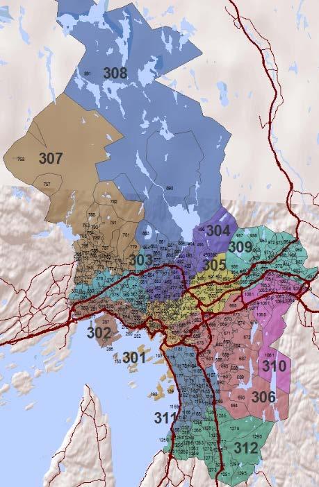 3.2.2 Storbyene De seks største byene i Norge er representert ved en mer detaljert geografisk soneinndeling enn kommunenivå.