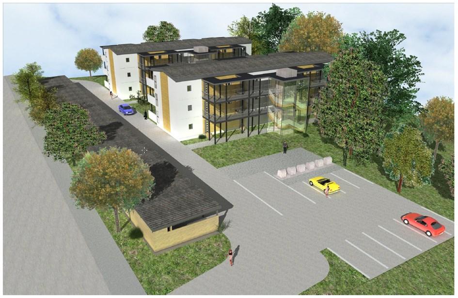 5 Beskrivelse av planforslaget Byggehøyder, parkering og utforming: Figur 3 Illustrasjon viser ferdig prosjekt.