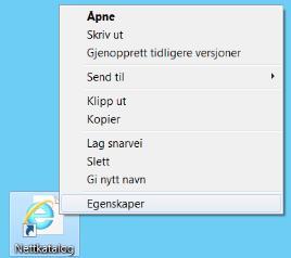 Høyreklikk på ikonet «Nettkatalog» og velg «Egenskaper» 8.