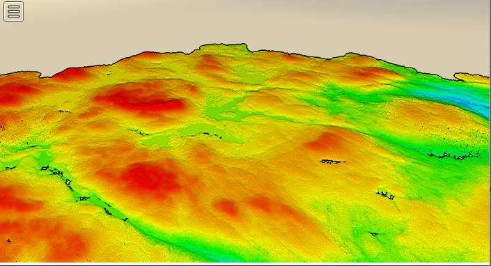 Sluttrapport for testprosjekt «reflektans i NDH» Figur 2: Punktsky visualisert i 3D med viewer fra høydedata.no. Til høyre vises intensitetsdata.