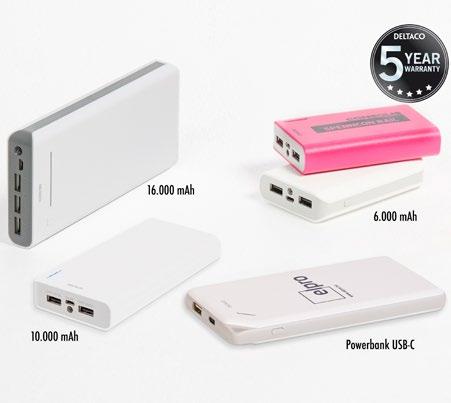 Ladetid for fulllading av powerbank: Ca. 8 timer. Lithium-Ion batteri på 10.000mAh. Inngang: 1xUSB Micro B, (2A). Utganger: 2xUSB-A, (2,1A). Lader en smarttelefon 2-4 ganger.