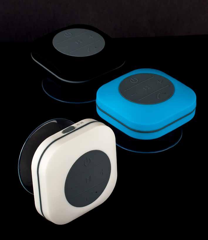 AQUA SPEAKER HØYTTALER AQUA SPEAKER 5250 18 Bluetooth høyttaler som festes med sugekopp. Kan brukes i dusjen, ved bassenget, i bilen eller i båten. Størrelse: 6,5 x 1,7 x 6,5 cm. Vekt: ca. 100 gr.