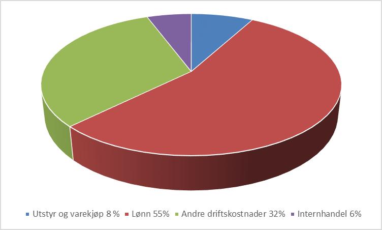 Figur 2 Oversikt over kjernefasilitetenes eksterne og interne inntekter i 2017 Kostnadene var 41,8 mill. i 2017 og går hovedsakelig til lønn og drift.