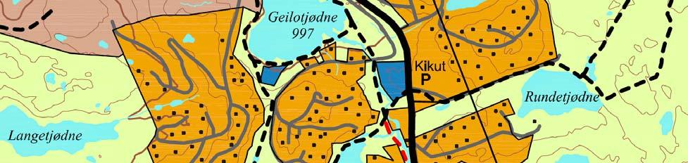 Utsnitt kommunedelplan for Geilo planområdets beliggenhet på Kikut (Geilo) er avmerket med rød ramme 3.