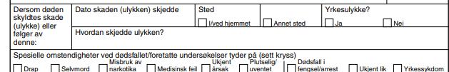 Informasjon om skade/ulykke Papirmeldingen