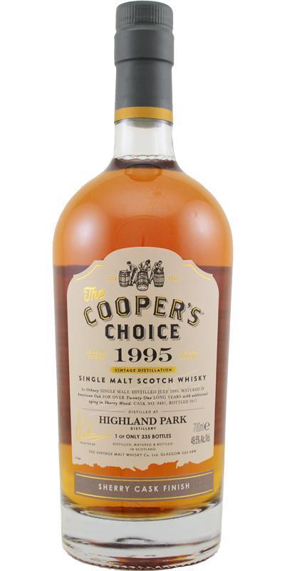 Coopers Choice Highland Park 1995 21 yo #9481 Sherry Finish Cask Strength Destillert i juli 1995, tappet i 2017.