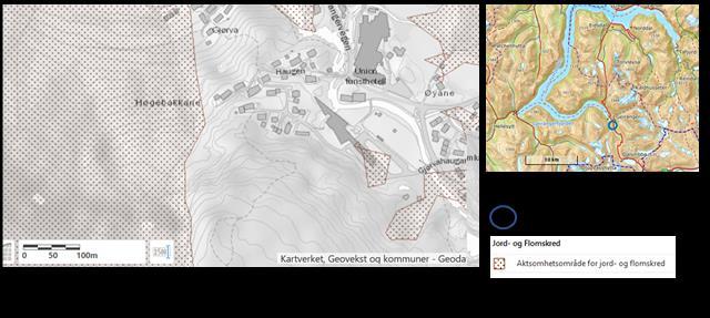 12 5. Skredtypar som ikkje er aktuelle i det undersøkte området 5.1 Jord- og flaumskred I følgje aktsemdkart for jord- og flaumskred er ikkje dette hendingar som kan nå byggetomta.