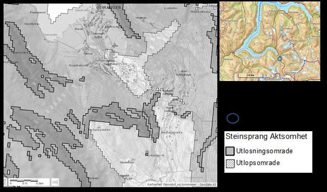 15 6.5.1 Område 1 I følgje aktsemdkart for steinsprang / steinskred ligg byggetomta i utlaupsområde for steinsprang / steinskred.