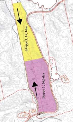 Sedimenteringsbasseng Totalt: 600 m2 45 100 m2 5.2 Masseuttak og deopni Hovedformålet i planen er område for råstoffutvinning og etablering av ny fulldyrka mark. Det skal samlet tas ut ca.