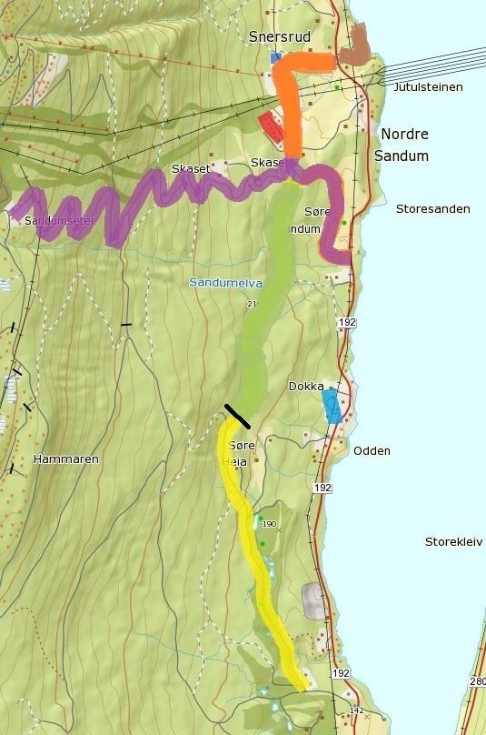 Kommunale, private veier og skogsbil veier Noresund Ringnes 300: Heiavegen 304 303 301: Dokkbakken 305 302: Gamle Norefjellvegen Etter innspill går Søre Sandumveg ut, da dette er del av Gamle