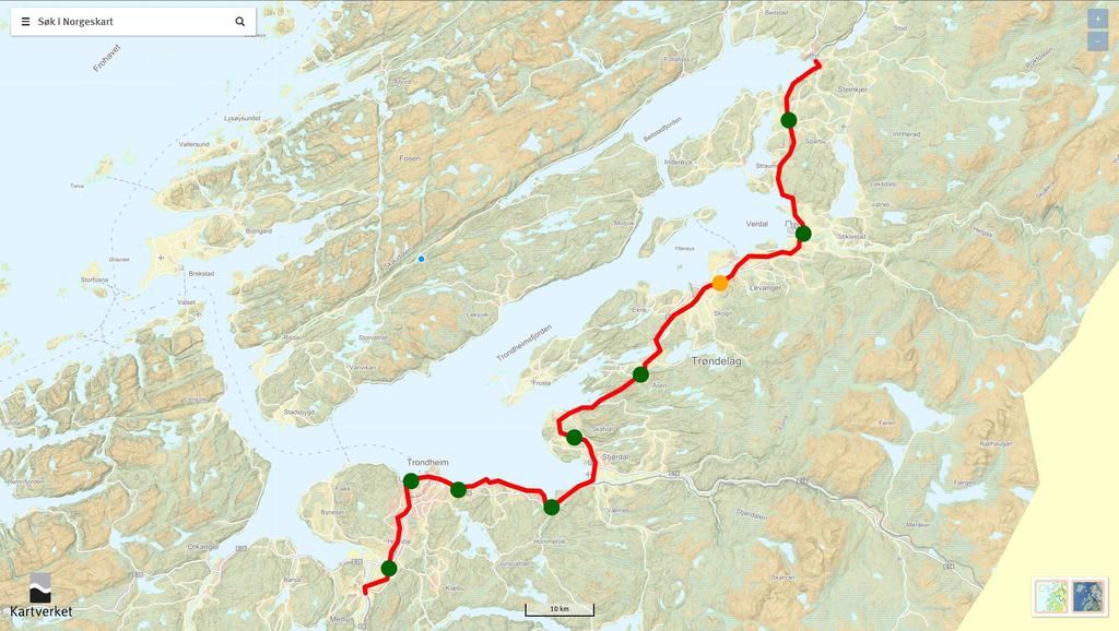 Foreløpige vurderinger av systemkryssing med 30-minutters frekvens - Ikke analysert i detalj - Minimum ett nytt x-spor - Vendespor på Melhus?