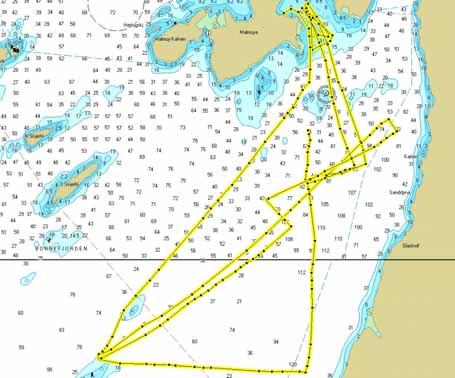 Onsdag 20 sept 2006 12 nm Kathinka, Mathis og jeg. Det blåste bra 7 til 8 sekundmeter, kanskje 10 i kastene. Vi satset på genua 1, stakk ut og prøvde og det så ut til å fungere bra.