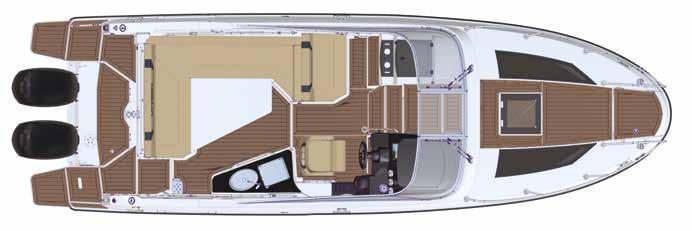 Ergonomisk utformet førerplass med SmartCraftinstrumentering. Plass for 9 Simrad kartplotter 4.