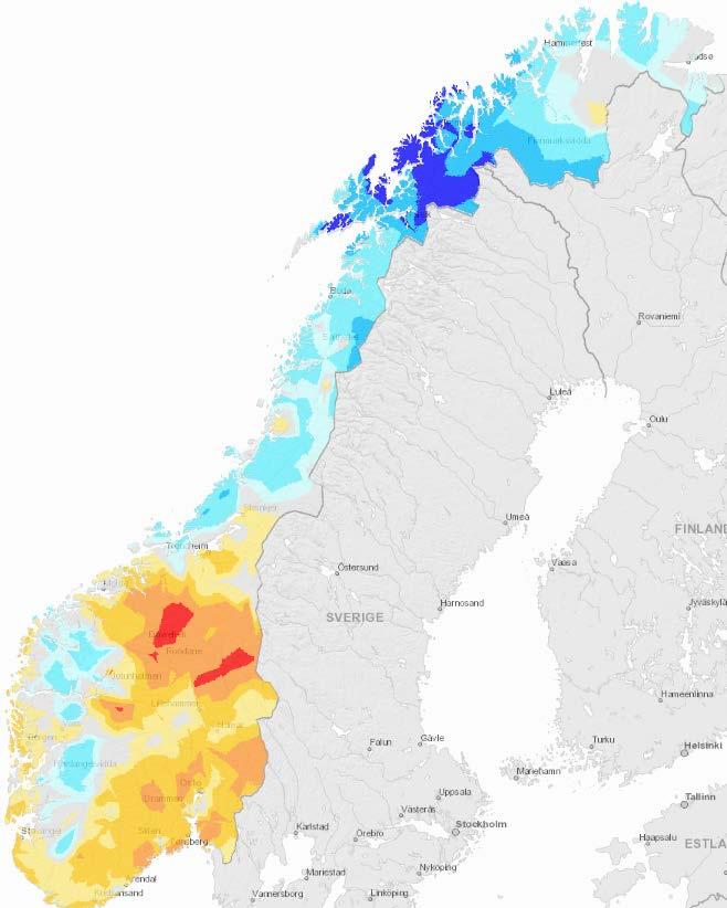 April Mai Juni Nedbør Svært lite nedbør i Sør-Norge De store kartene viser avvik i månedsnedbør fra normalen for 1971-2 De små kartene viser avvik i regn + snøsmelting fra normalen for
