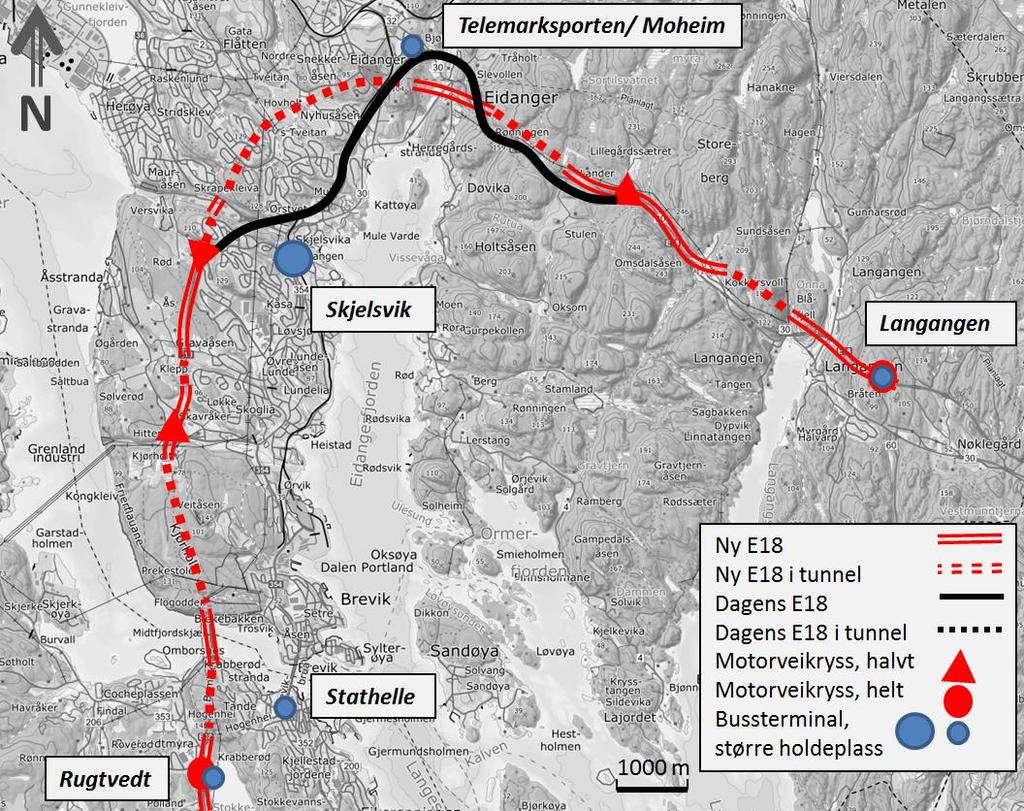 6. KOLLEKTIV INFRASTRUKTUR RELEVANT FOR DAGENS E18 Nedenfor beskrives den kollektive infrastrukturen relevant for E18 i dag.